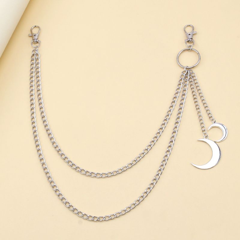 Anello di metallo di tendenza per gioielli, multistrato, con ciondolo a forma di luna di alta qualità, catena per pantaloni_voghion.com