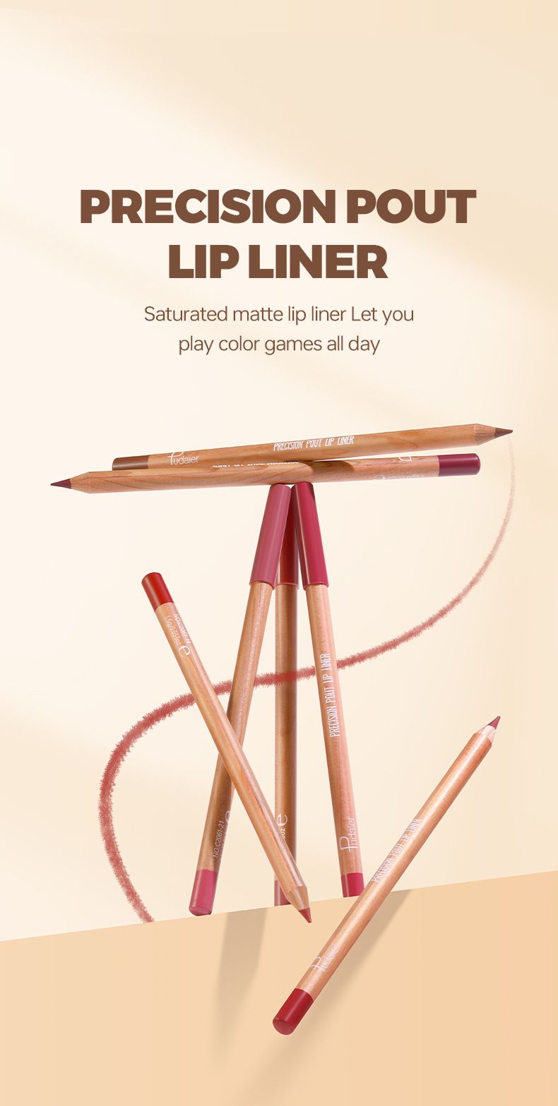 Pudaier Matte Lip Liner Sæt 12 farver Lip Makeup Langtidsholdbar farveforstærkning Brugervenlig læbestift til alle hudtyper_voghion.com