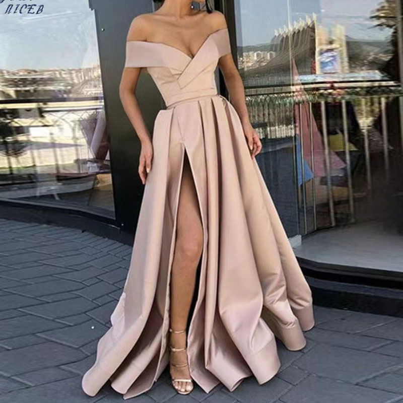 Women's deep V-neck ebay satin multi-color dress_voghion.com
