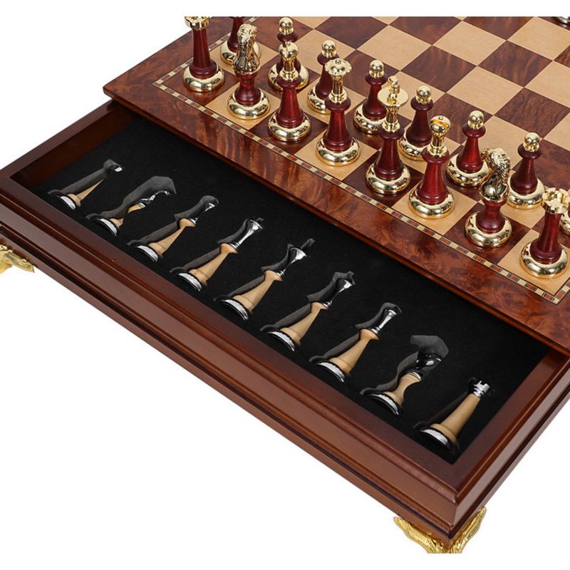 Luxurious Metal + Solid Wood Desktop Storage Beautiful Chess Set_voghion.com