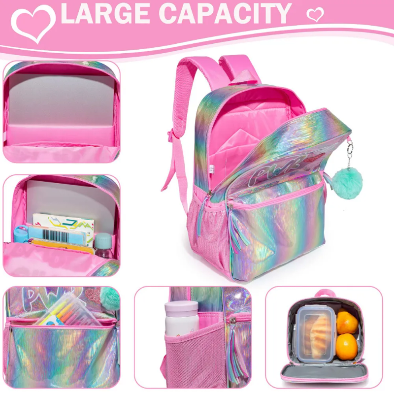 Rucksäcke Bikab Schultaschen 3 in 1 Kinder für Mädchen 16" Mädchen Set Tasche wasserdicht 230803_voghion.com