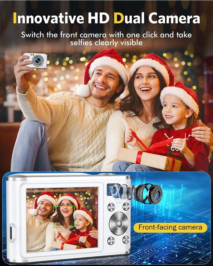 Hot Sælger High-Definition 4K Dual Lens Selfie Digital Portable Card CCD Student Camera_voghion.com