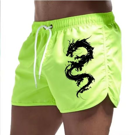 Men's Quick-Dry Polyester Beach Shorts With Dragon Print - Lightweight, Breathable Stylish For Summer Sports & Casual Wear (Multiple Colors & )_voghion.com
