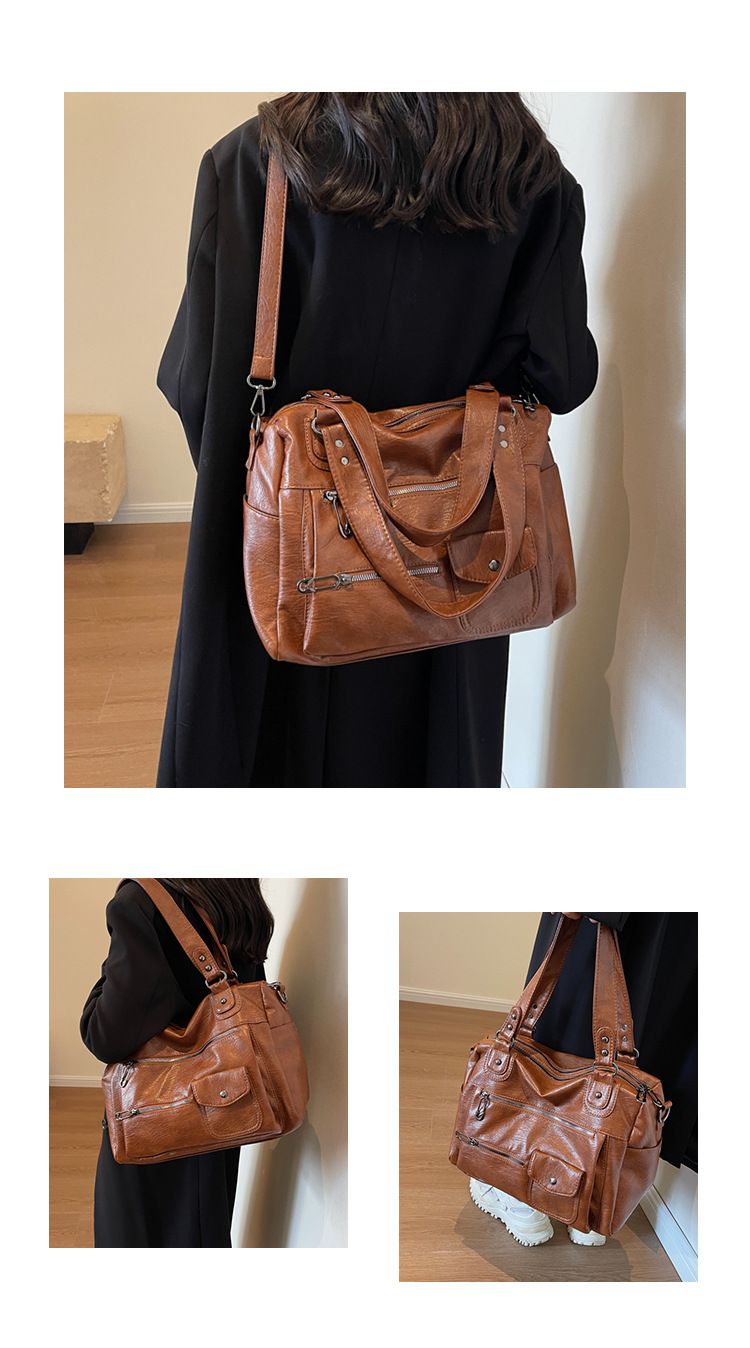 Rejsetaske Stor Kapacitet Vintage Motorcykeltaske Mode Korte Forretningsrejser Enkelt Skulder Crossbody Taske Afslappet Tote Taske_voghion.com