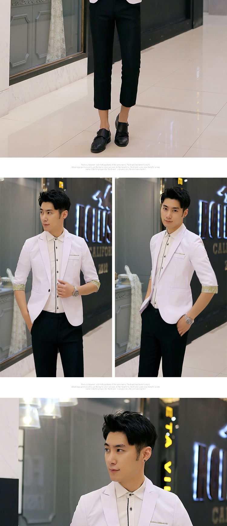 2017 Zomer Nieuwe Dunne 3/4 Herenmode Slim Fit Half Mouw Koreaanse Editie Klein Pak Hardloopvolume_voghion.com