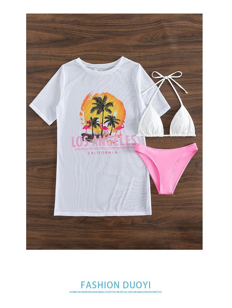 Women's Clothing New Bikini Three Piece Print Swimsuit Sexy Blouse_voghion.com