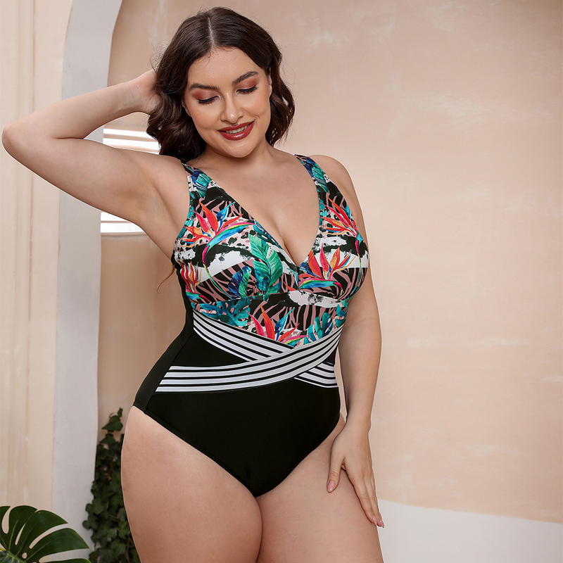 Maillot de bain une pièce en nylon sans acier, col en v, grande taille, pour femmes, offre spéciale_voghion.com