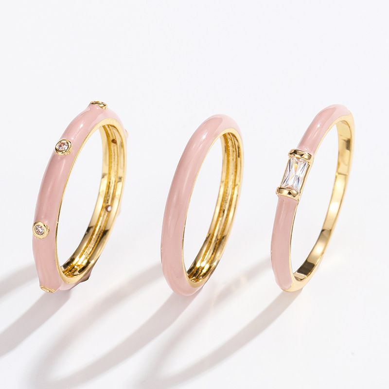 Kenjie Joyful Color Rame Placcato Oro Zircone Smalto Goccia di Olio Set per Donna Anello Moda Festa_voghion.com