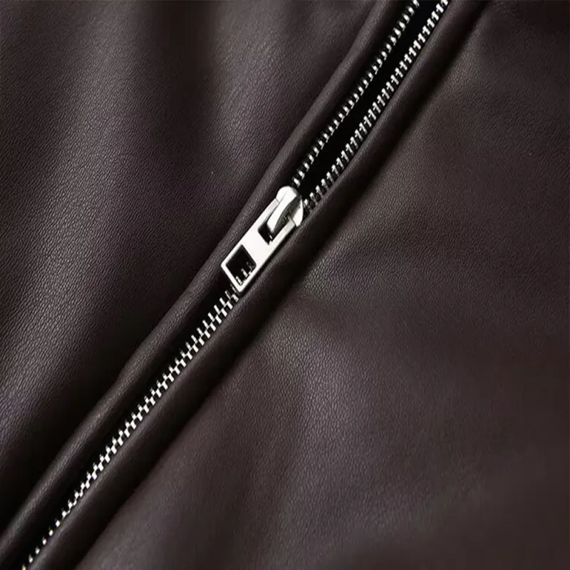 Veste en similicuir pour femme, surdimensionnée, style streetwear, parka rembourrée en coton, manteau court et chaud, collection automne-hiver 2024_voghion.com