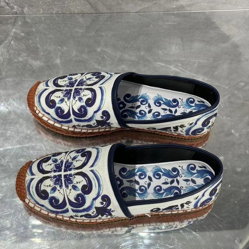 Women's Flat Shoes With Printed New Rope Blue And White Porcelain Design, Casual Fresh Literary Comfortable Versatile_voghion.com