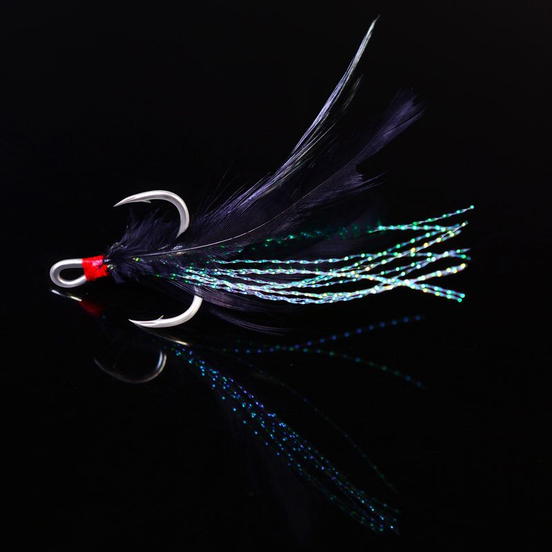 Nowy haczyk wędkarski na przynętę z zawieszką w kształcie pióra Blood Groove Goldfish SZ014_voghion.com