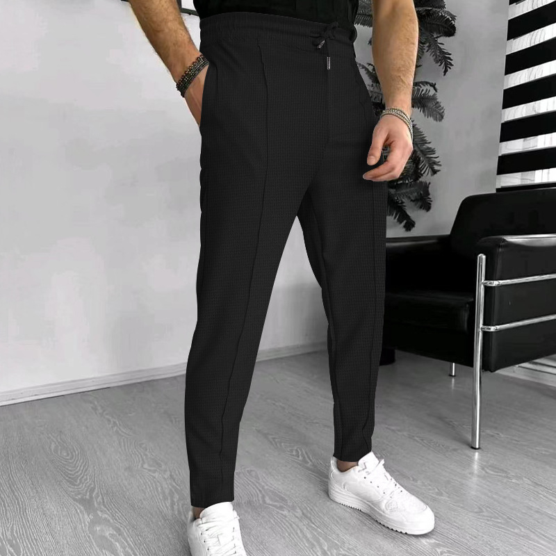 2023 Summer New Men's Waffle Drawstring Sports Casual Pants_voghion.com