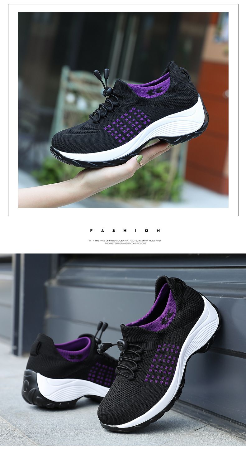 Oversized ademende casual dames geweven mesh sokken, lichtgewicht en veelzijdige dikke zolen schoenen, koud gebonden_voghion.com