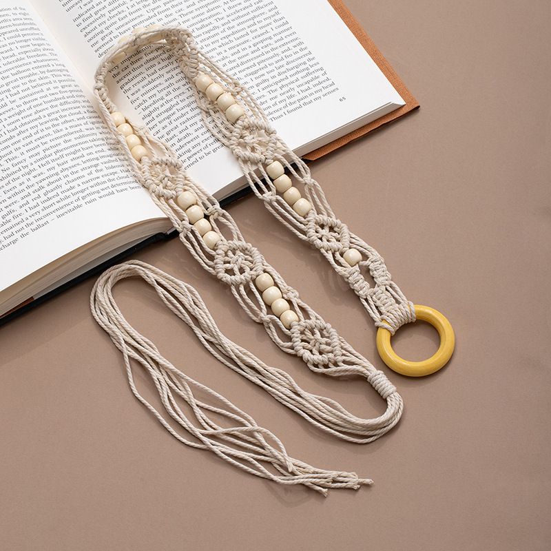 Ceinture en perles de bois et résine, tissée à la main, chaîne ronde géométrique, style ethnique, accessoire de taille_voghion.com