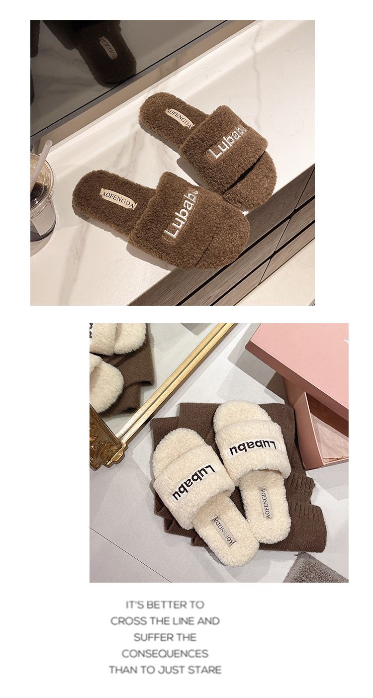 Flauschigen Für Frauen 2025 Herbst Winter Neue Stil Outdoor Dicke Sohle Fleece Indoor Hause Warme Baumwolle Hausschuhe_voghion.com