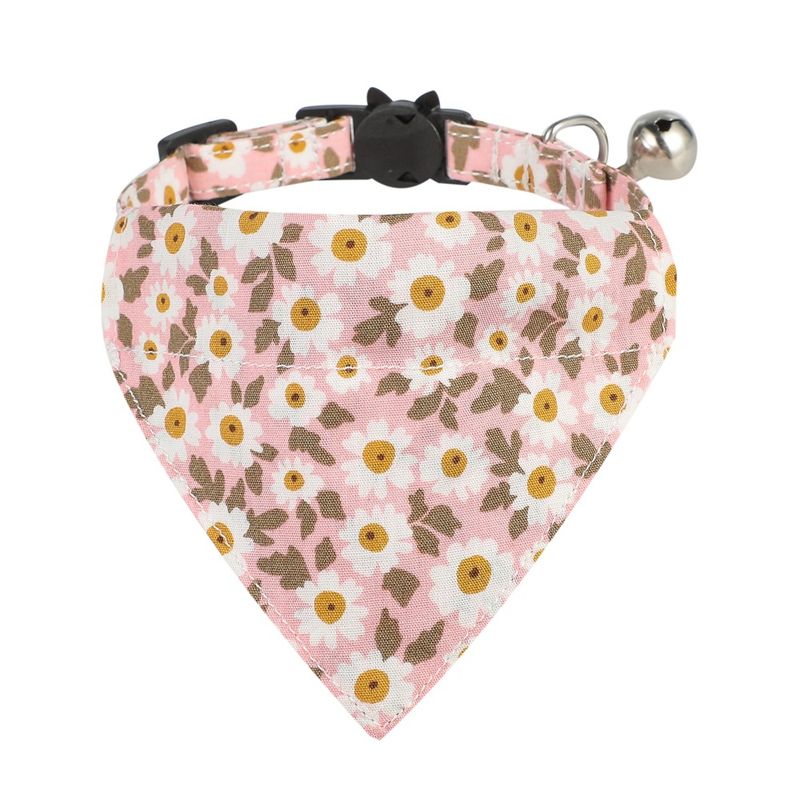 Collare per gatti con fiocco floreale in cotone per animali domestici_voghion.com