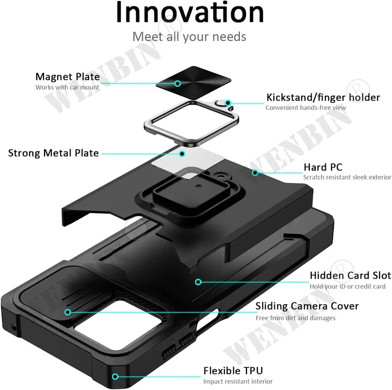 Funda para Samsung S24 S23 Ultra Plus A14 A54 cubierta deslizante para cámara y tarjetero protector magnético resistente_voghion.com