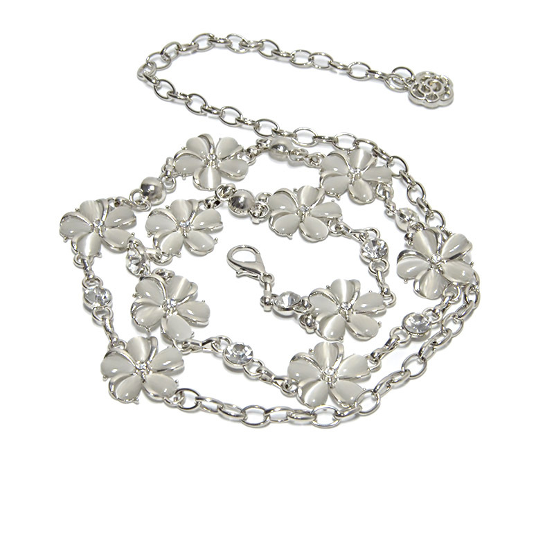 Nuova catena sottile di cristallo da donna, versione coreana, intarsio di fiori di strass in metallo con catena in vita di danza del ventre_voghion.com