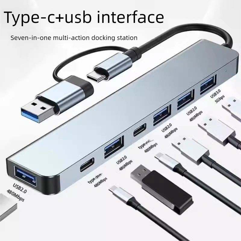 Type-C/USB 8-in-1 Dual-Head Docking Station Laptop Multi-Function Multi-Card Reader Hub HDMI_voghion.com