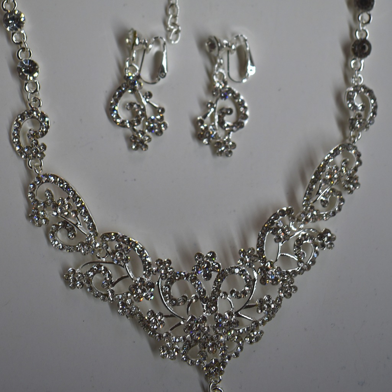 Engros Taobao populært brudesmykke rhinestone halskjede brudekjole tilbehør krone tredelt sett_voghion.com