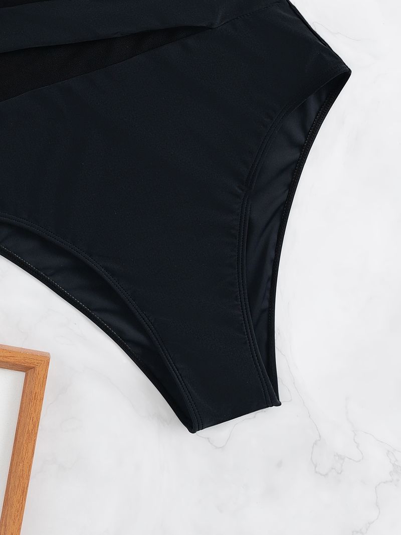 2025 nou, lemn multicolor, marginea urechii, plasă cu un umăr, costum de baie sexy dintr-o singură bucată, bikini pentru comerț exterior european și american_voghion.com