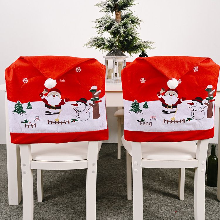 Decorazione natalizia Haube Coprisedia creativo in tessuto non tessuto con pupazzo di neve per anziani Coprisedia stampato rosso Coprisgabello_voghion.com