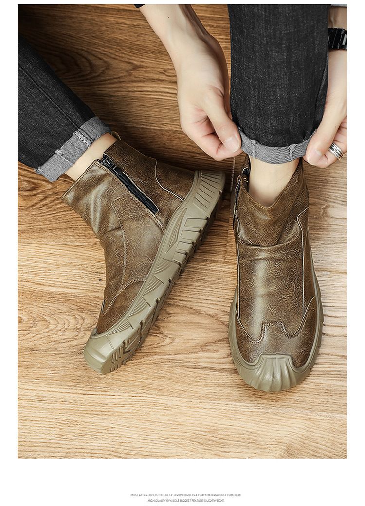 Autumn High Top New Versatile Zipper Korean Edition Martin Boots Men's Casual Shoes_voghion.com