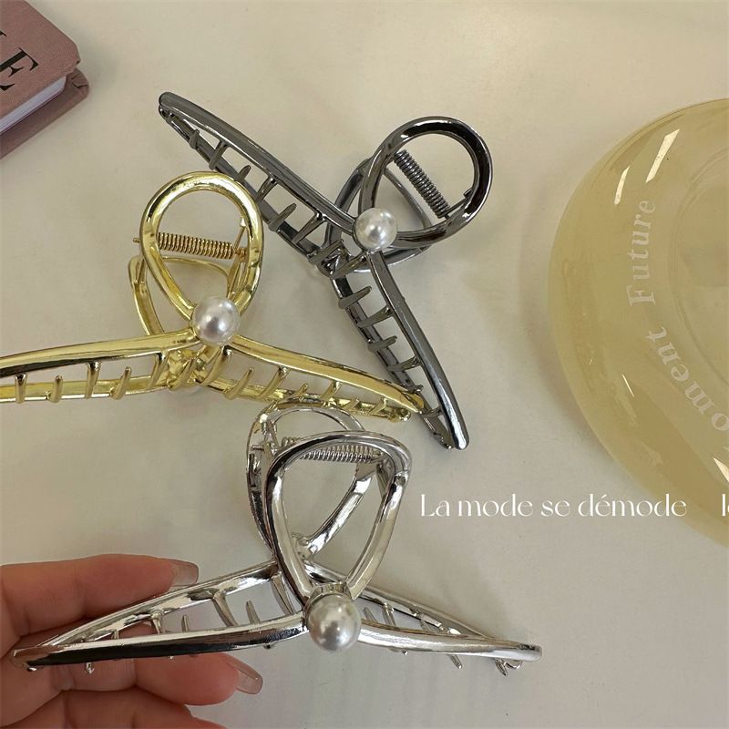 Daily Alloy Hanger Grab Clip Exquisite Pearl Texture Upgraded Hair Shark Clip Large Hair Accessories New Headwear_voghion.com