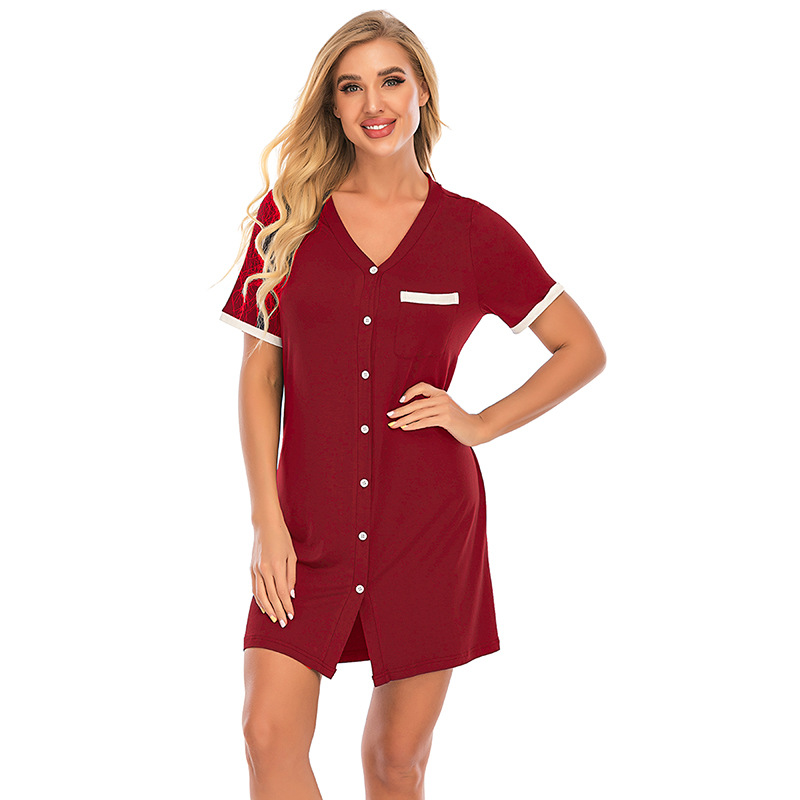 Indumenti da notte da donna Camicia da notte loungewear Camicia da notte sexy casual comoda e fresca_voghion.com