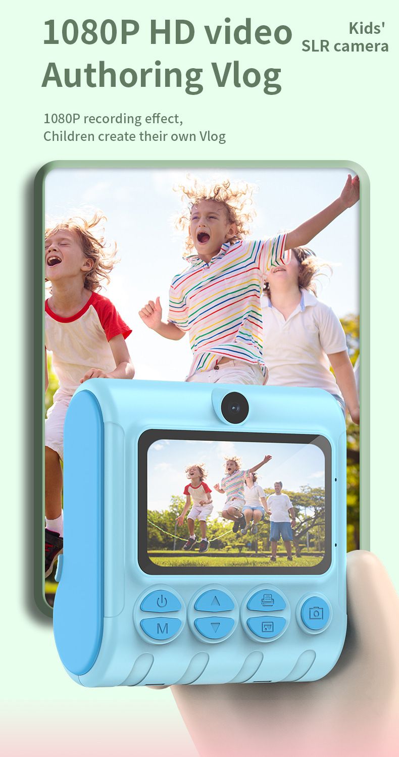 【Alta calidad】Cámara digital de alta definición con impresión instantánea para niños con lente dual única_voghion.com