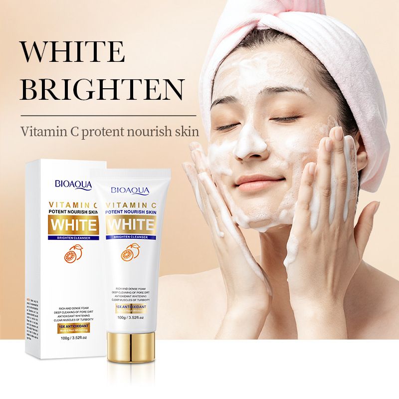 BIOAOUA Vitamin C Whitening And Brightening Facial Milk Oil Control Deep Cleansing_voghion.com
