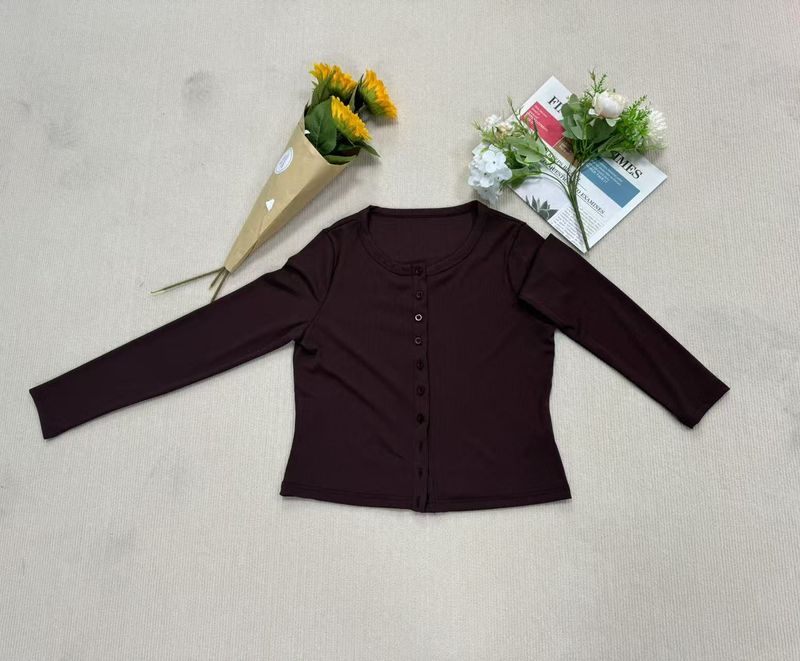 Women's Clothing Long Sleeve Button-Up Cardigan - Slim Fit Solid Color Casual Blouse For Spring & Summer_voghion.com