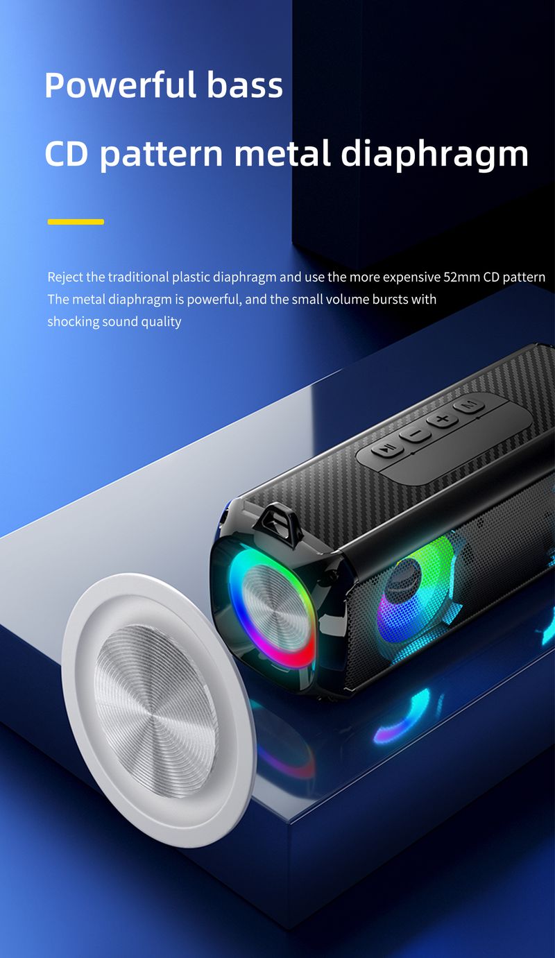 Popular RGB LED Lights Speaker EBS-045 BT 5.0 Portable Wireless Bluetooth Music Player Micrphone Built TF Card Support_voghion.com