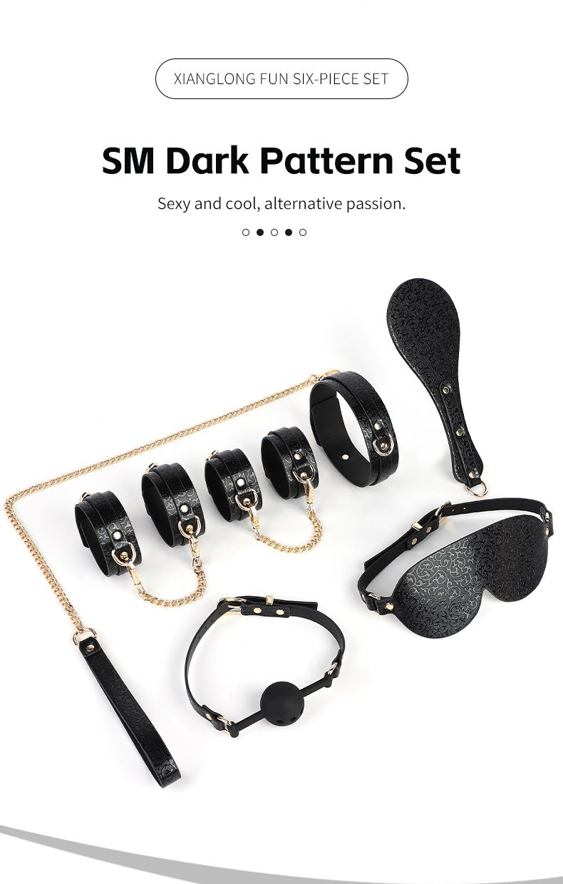 BLACKWOLF BDSM Sets Bondage Leather Set For Restraint Fetish Handcuffs Collar Gag Whip Erotic Accessories Couples Adult_voghion.com