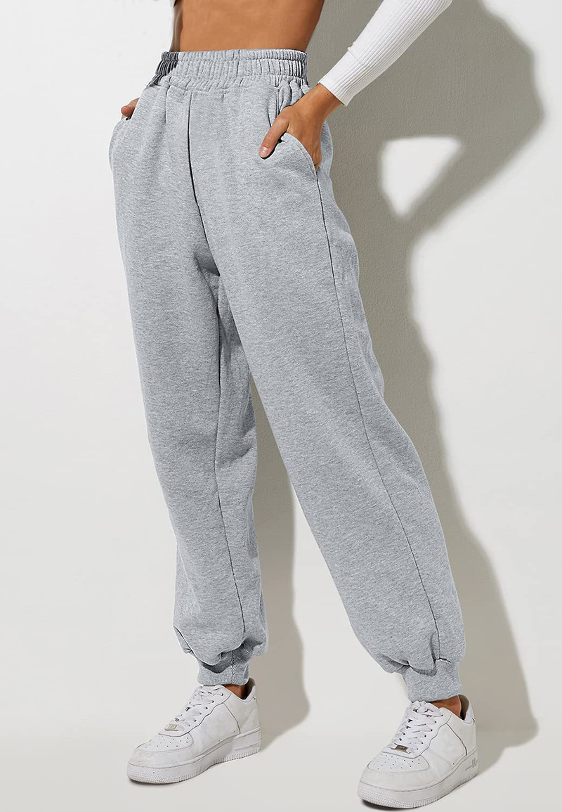 Pantaloni casual sportivi in tinta unita da donna con gambe larghe_voghion.com