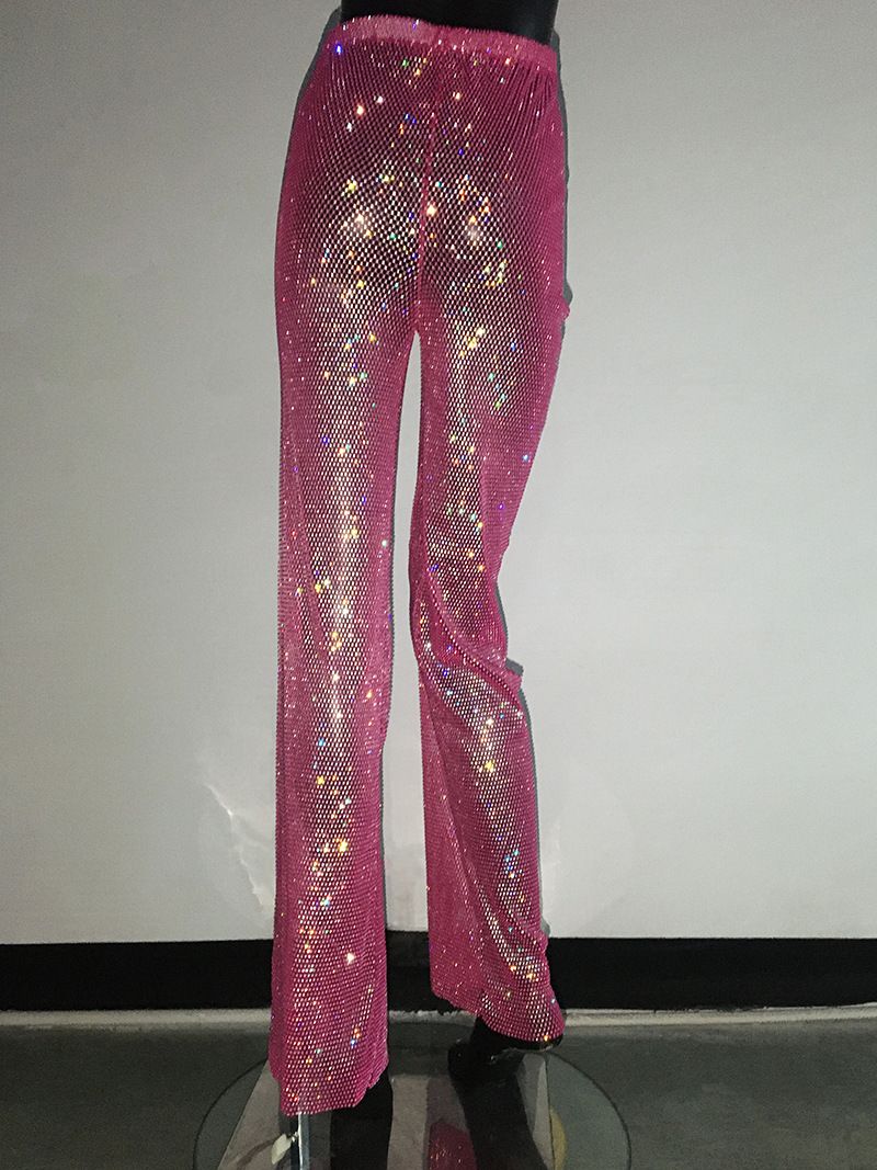 Maglietta da pesca con strass, a maniche lunghe, girocollo, leggera e di lusso, da donna, con look scintillante, alla moda e di tendenza._voghion.com