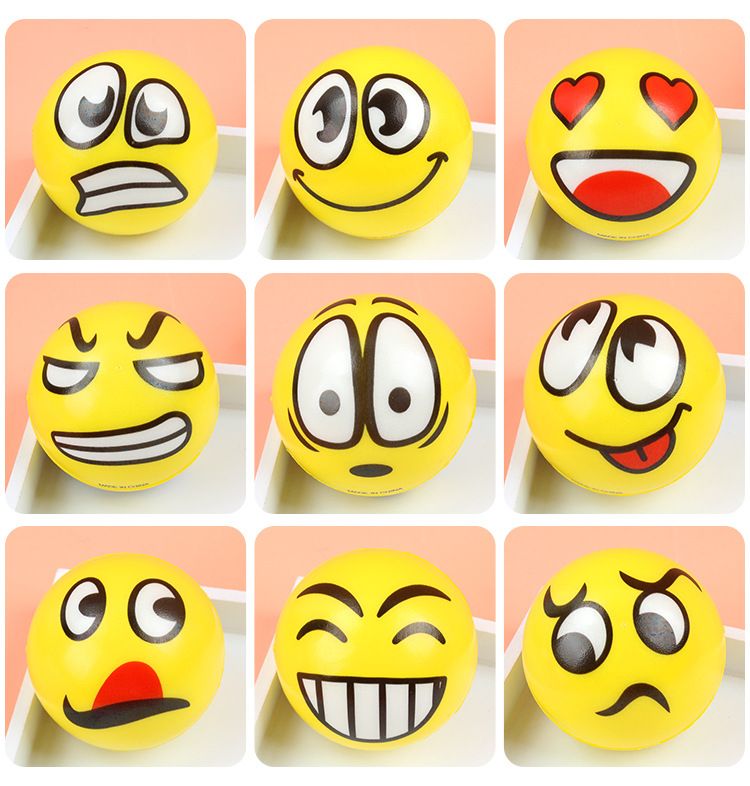 Squishies in schiuma con espressione sorridente, palla antistress in PU, giocattolo educativo in schiuma per bambini, palla di sfiato in spugna_voghion.com