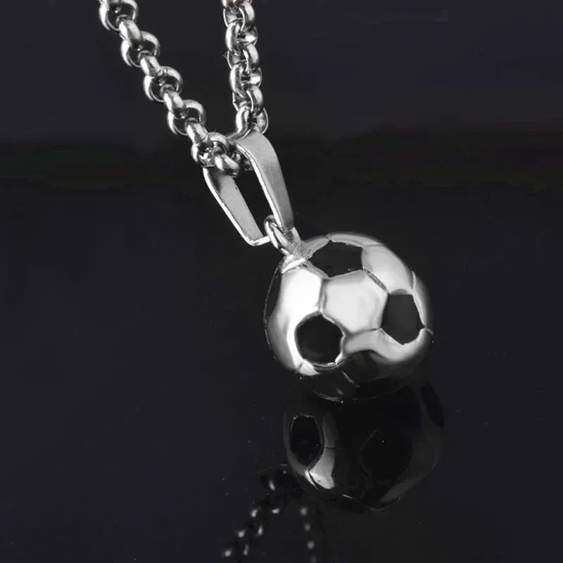 Ready Stock Summer Fashion Sports Football Stainless Steel Chain Boy's Men Necklace Jewelry Accessories for Creative Gift_voghion.com