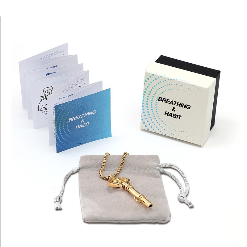 Mindfulness Key Necklace With Breathing Whistle – Anxiety Relief & Stress Reduction Jewelry Stainless Steel Pendant With Adjustable Chain_voghion.com