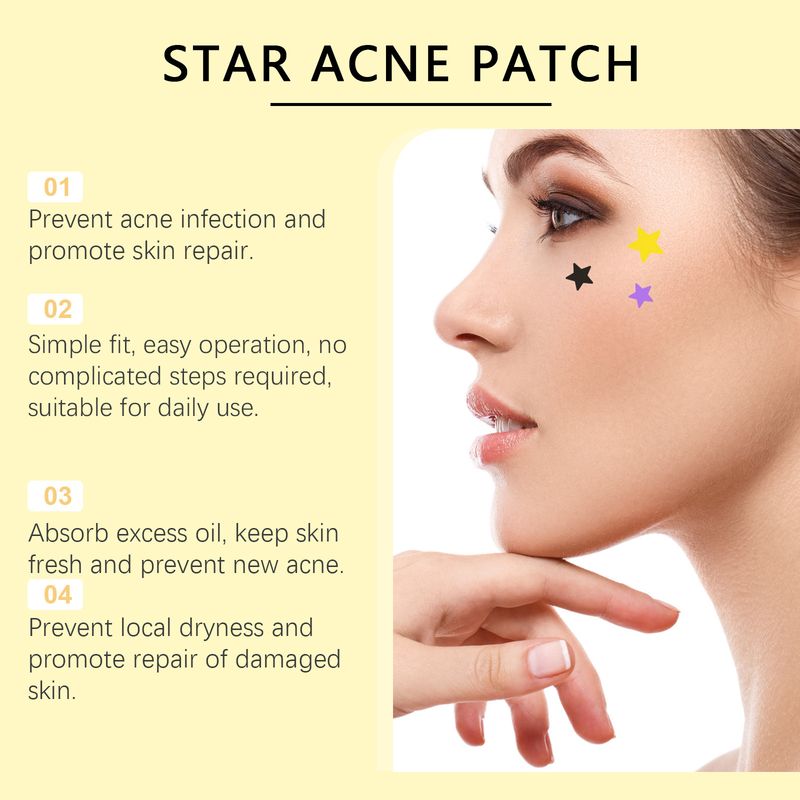 Wiieey Star Akne-Pflaster zum Aufhellen von Narben, Reinigen von Akne im Gesicht bei geschlossenem Mund, tragbares Cartoon-Akne-Reinigungspflaster_voghion.com