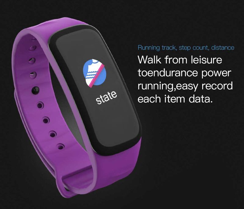 Bracelet intelligent à écran couleur C1plus, compteur Bluetooth, mesure de la fréquence cardiaque et de la pression artérielle, bracelet de sport multifonctionnel_voghion.com