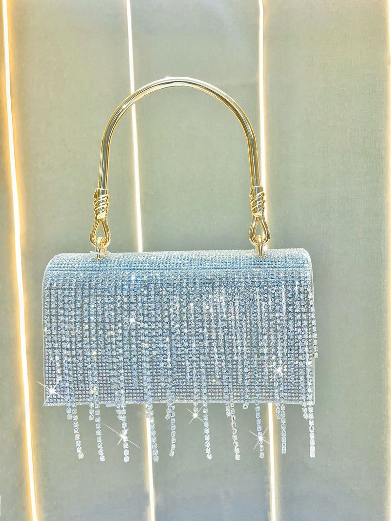 Nuevos bolsos de noche con borlas de diamantes y bandolera inclinada para banquetes_voghion.com