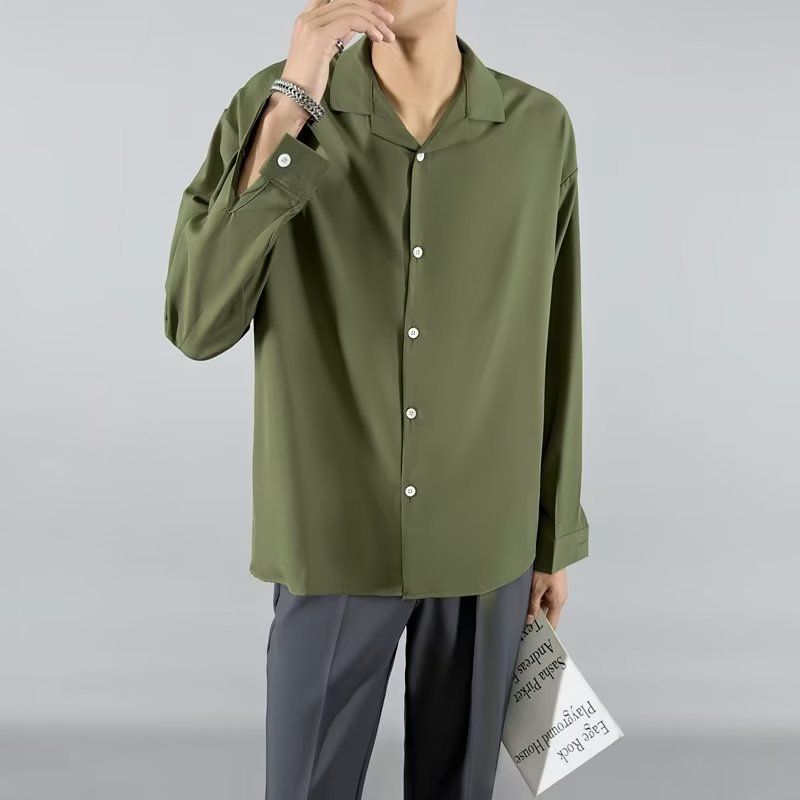 Unbeatable Quality Cuban Collar White High-end Design, Men's Long Sleeved Spring Autumn Suit, Paired With A Niche And Cool Shirt_voghion.com