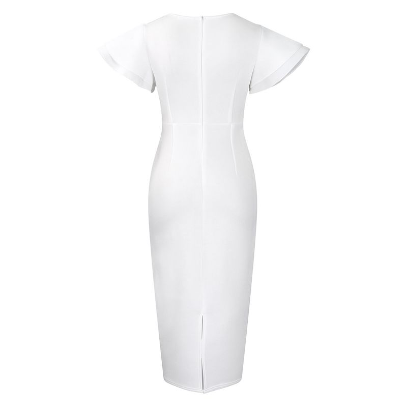 Women's Clothing fashion temperament elegant ruffled solid color hip wrapped _voghion.com