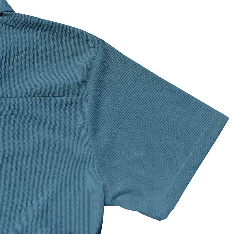 Sommer-Set aus neuem europäischen und amerikanischen Handel für große Herren in Volltonfarbe mit Kragen, kurzen Ärmeln und Hosen-Set mit Reißverschluss, 2-teilig_voghion.com