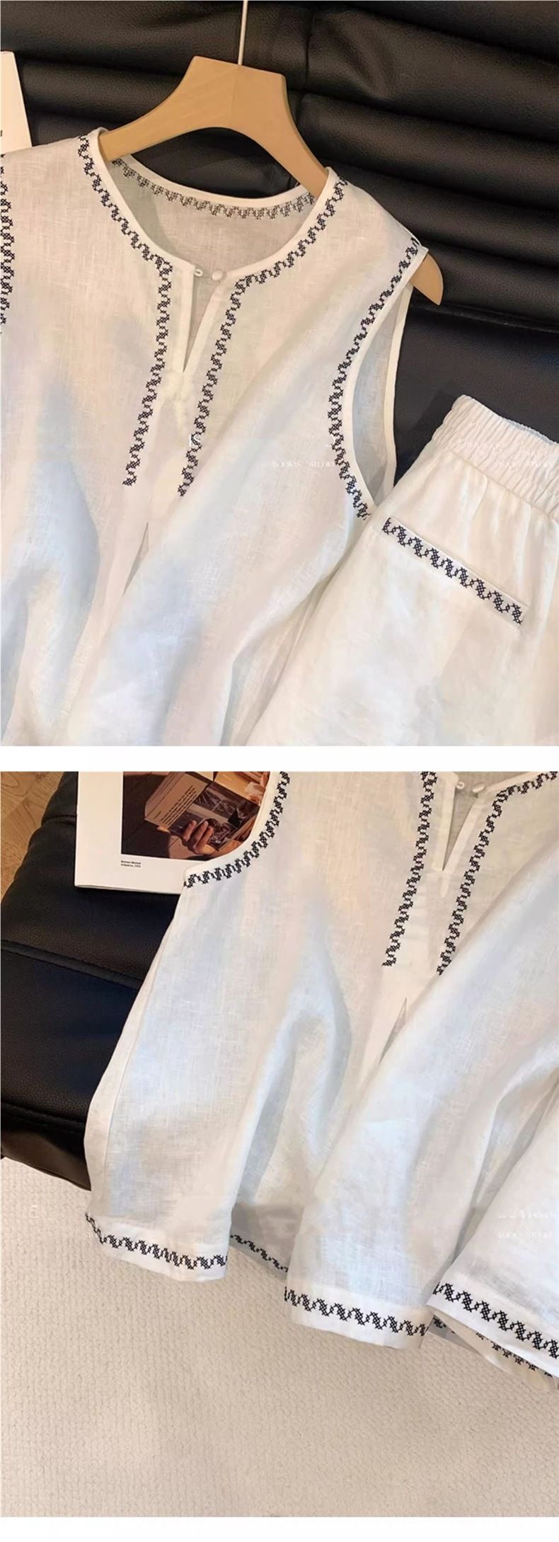 Women's Clothing Cotton Suit For Women Summer Simple Temperament Versatile Casual Vest Shorts Two Piece Suit_voghion.com