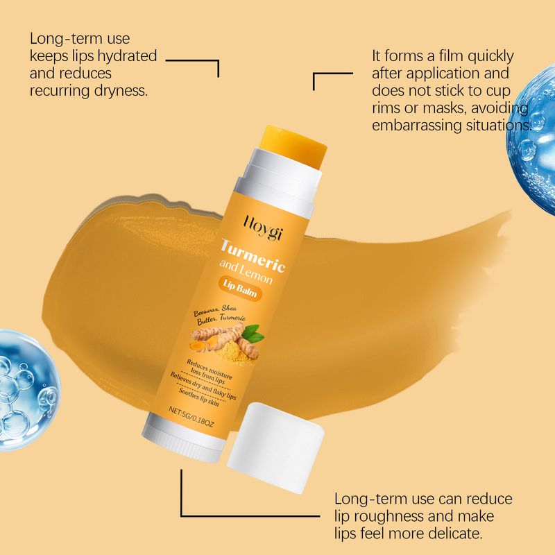Balsamo illuminante alla curcuma HOYGI, idratante e nutriente per le labbra, labbra morbide e carnose._voghion.com