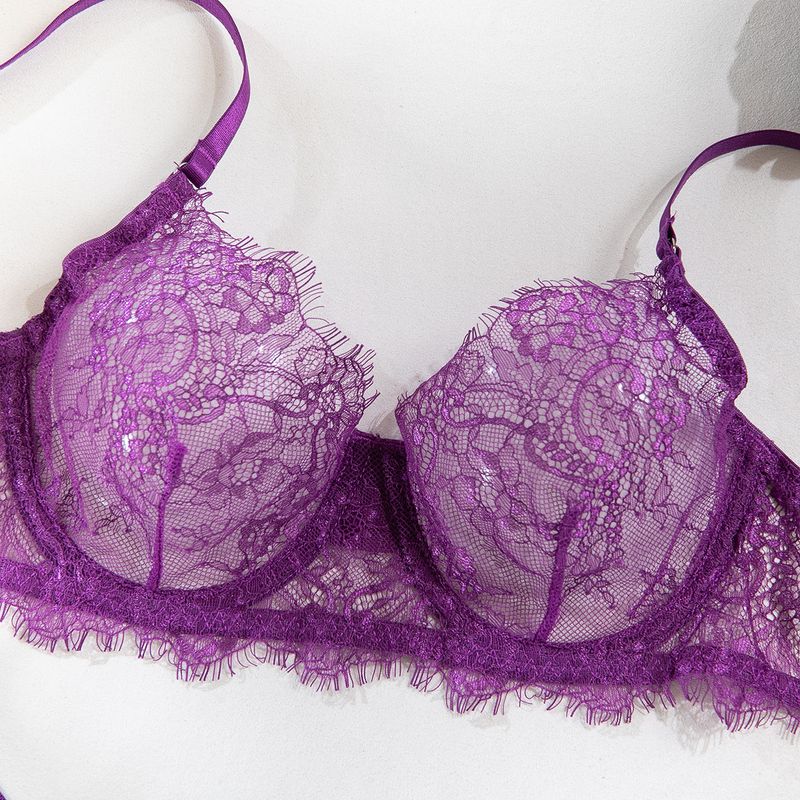 Women's Intimates Big Chest Small Thin Hollow Bra Thong Women's Underwear Set_voghion.com