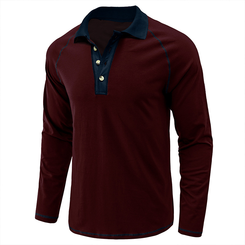 Herren Langarm Revers T-Shirt Herren Poloshirt Herren Herbst Unterhemd Top_voghion.com