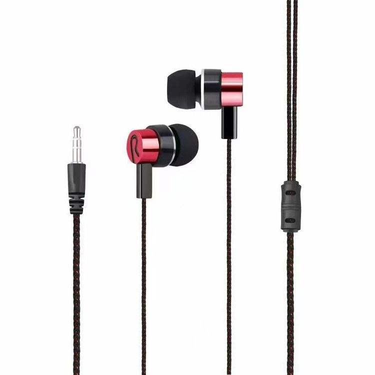 Auricolari in-ear elettroplaccati di qualità imbattibile, in tessuto intrecciato, da 3,5 mm, per cellulari, MP3 e computer, universali, con cavo per chiamate._voghion.com
